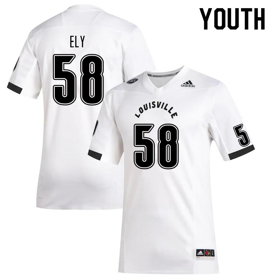 Youth #58 Charlie Ely Louisville Cardinals College Football Jerseys Sale-White